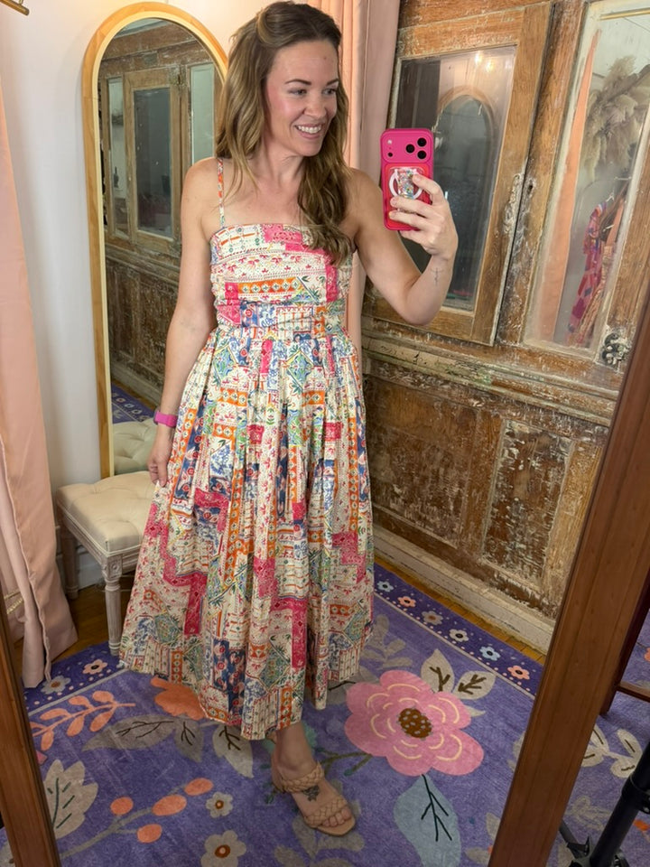 Patchwork Paradise Midi Dress