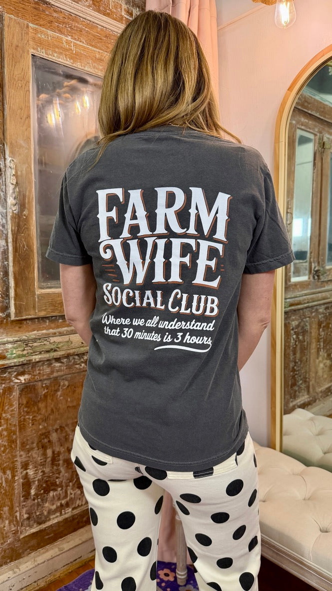 Farm Wife Social Club Charcoal Graphic Women's Tee