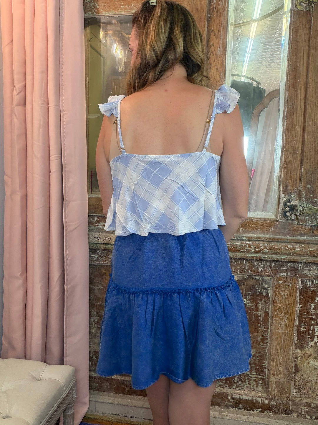 Washed Away Ruffle Skirt - Blue