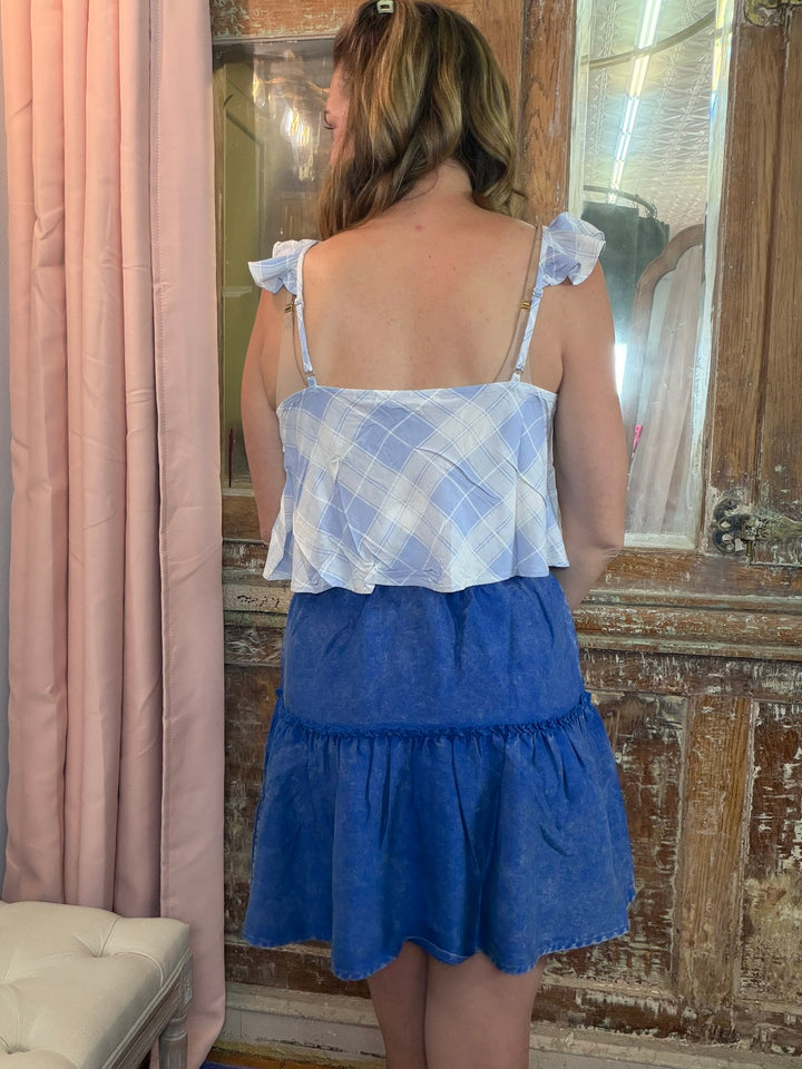 Washed Away Ruffle Skirt - Blue