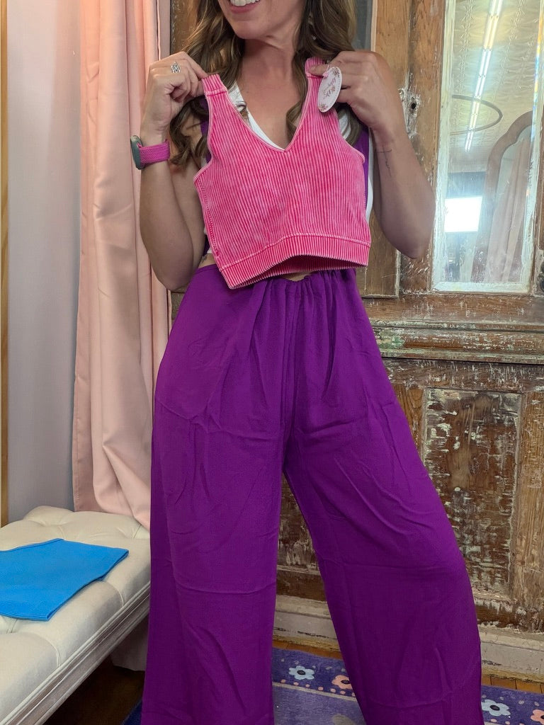 Sugar Rush Ribbed Brami - Magenta