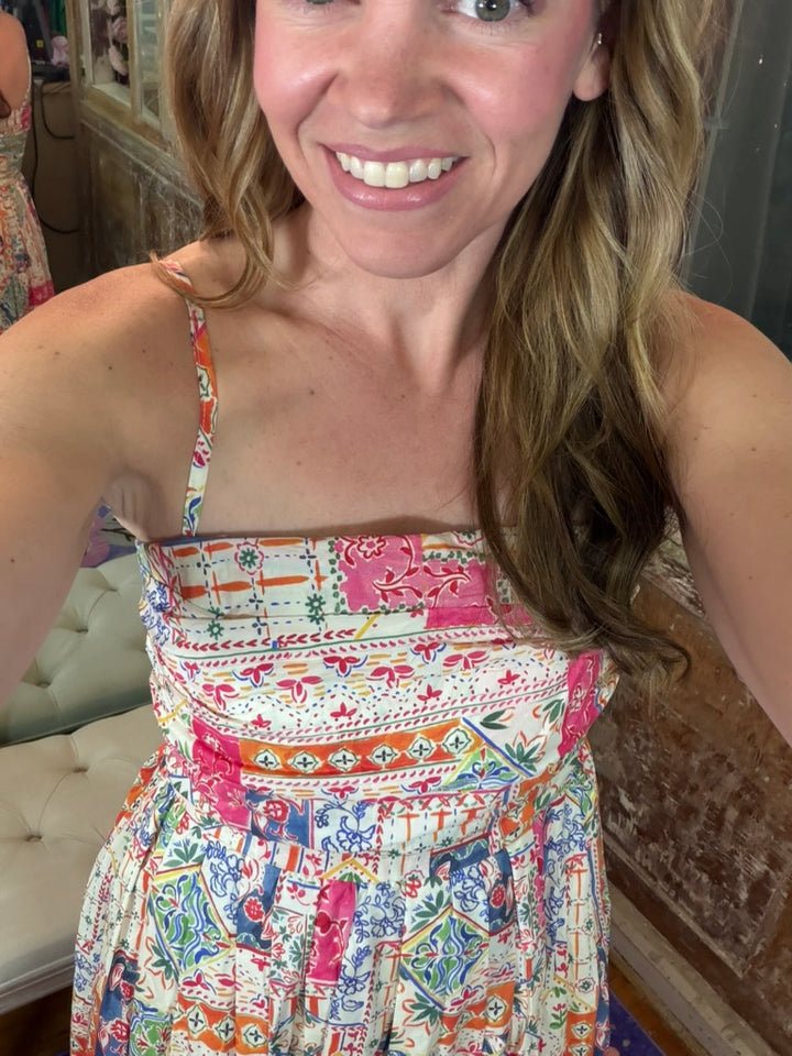 Patchwork Paradise Midi Dress