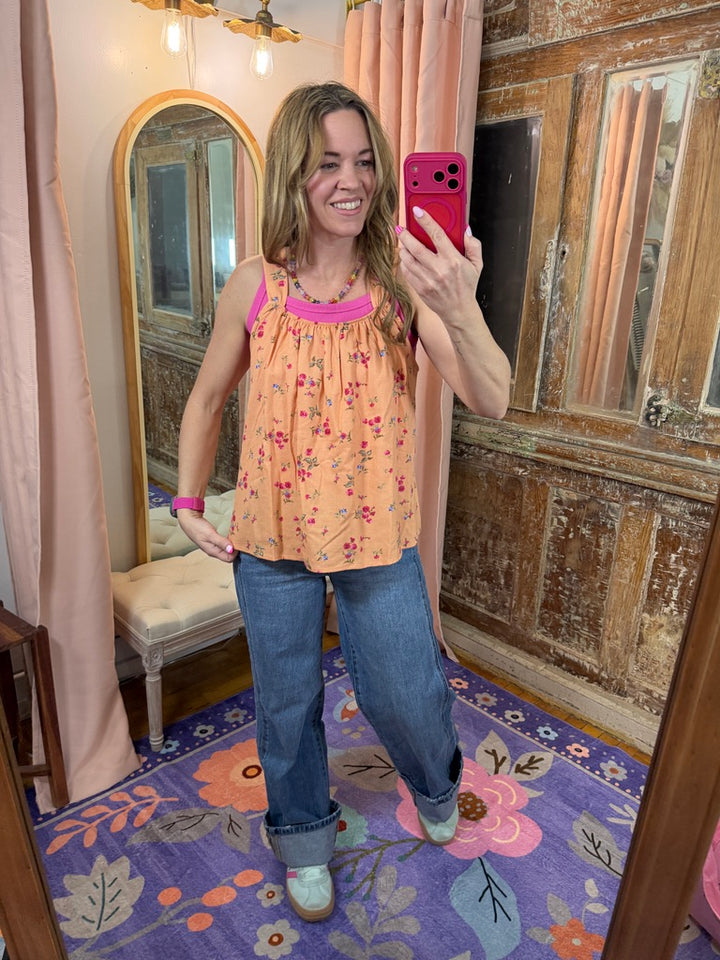 High Rise Cuffed Baggy Wide Jeans