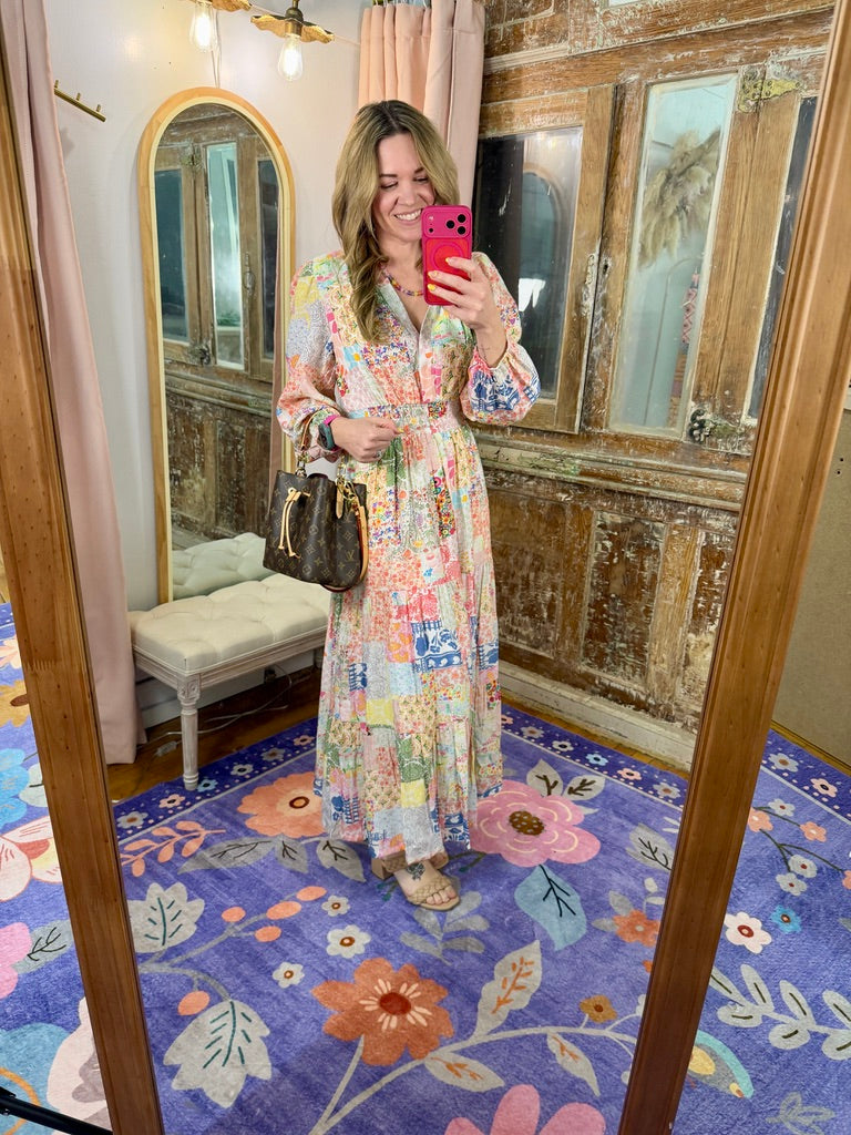 Patchwork Petals Maxi Dress