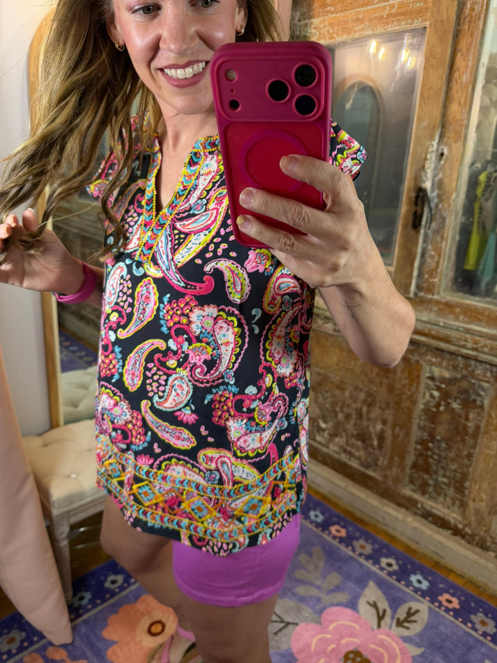 Midnight Mosaic Paisley Top