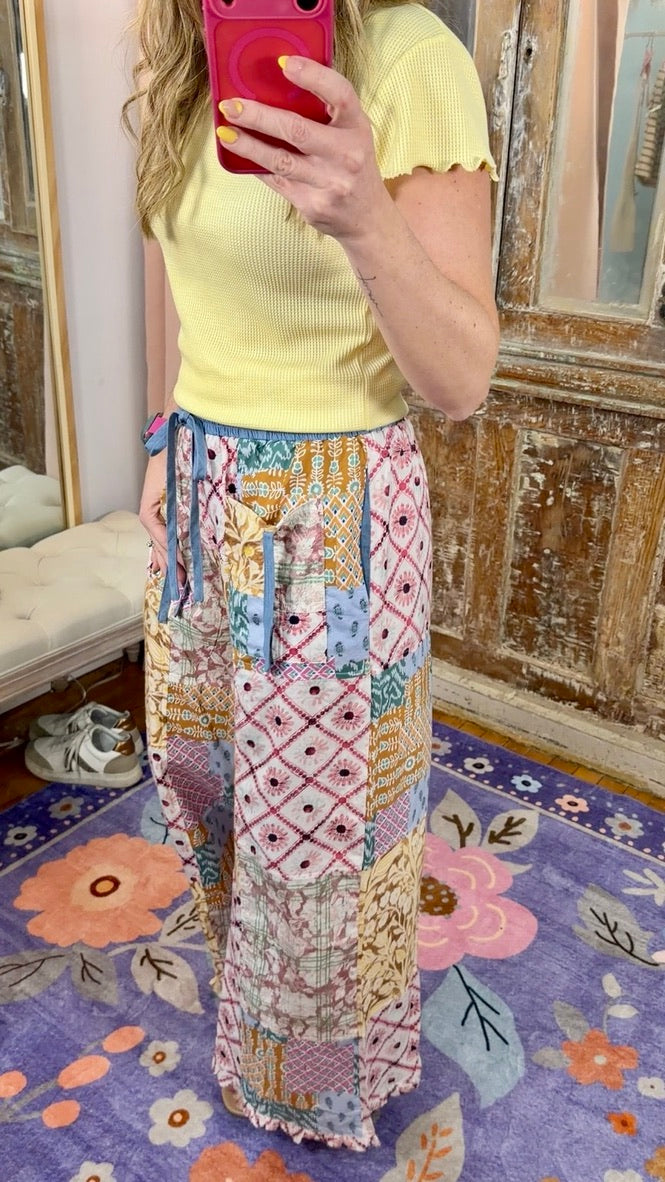 Boho Patchwork Flowy Pants