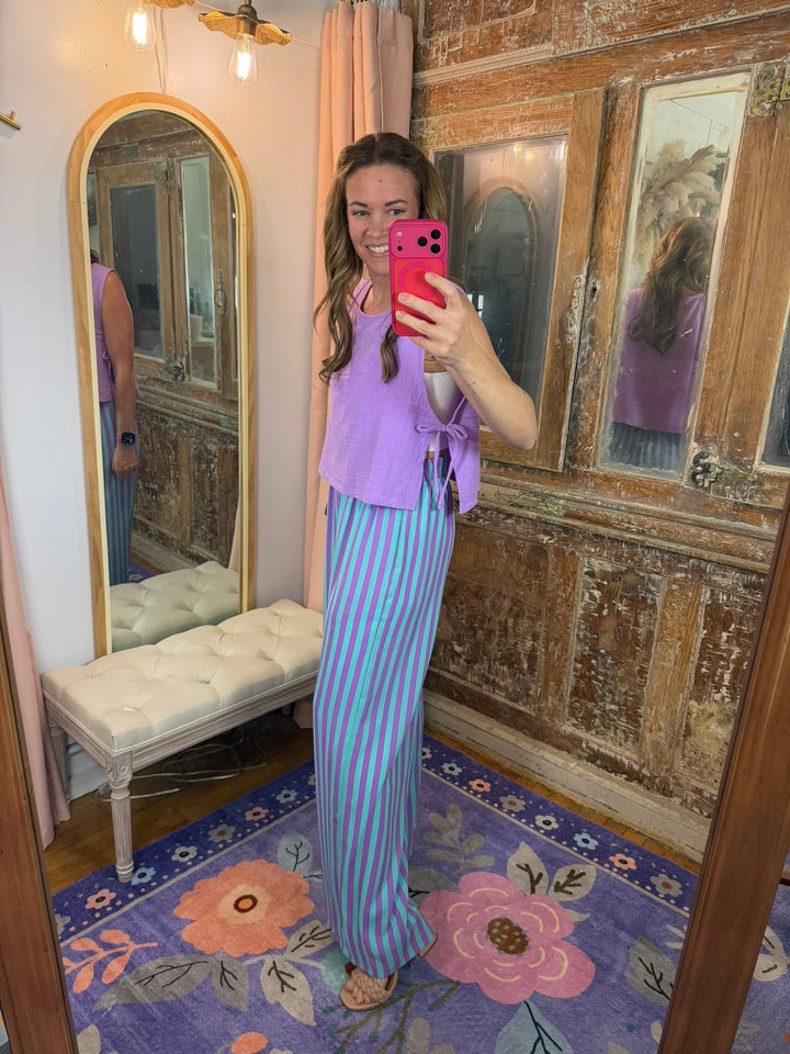 Purple Rain Stripe Wide Leg Pants