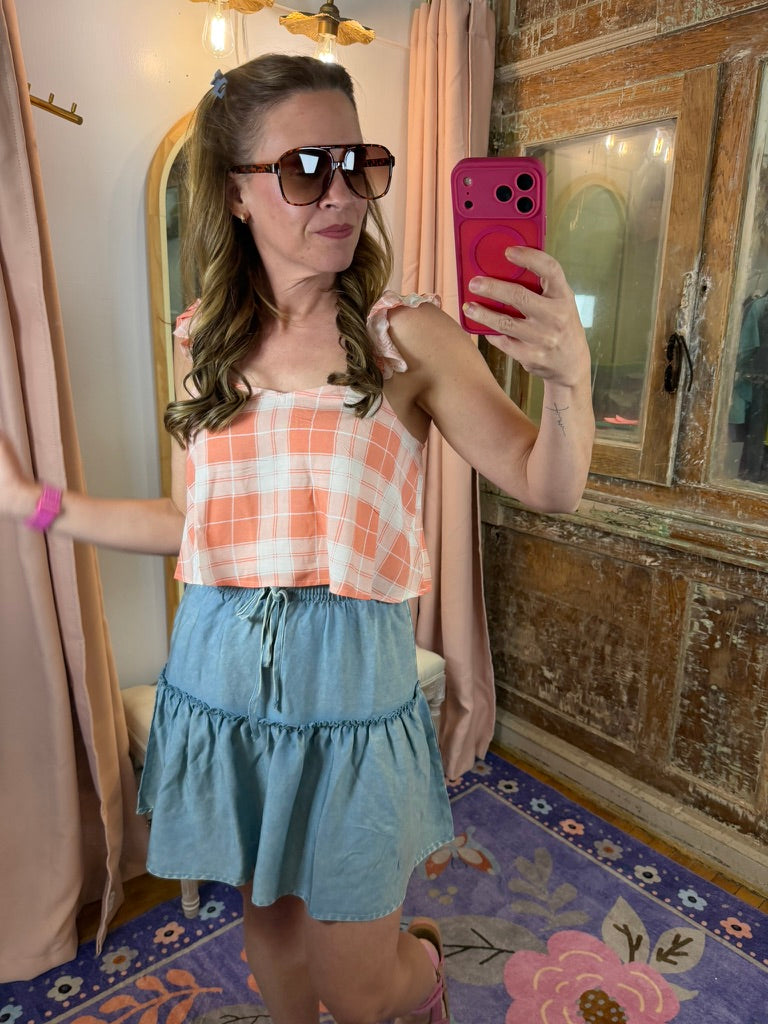 Washed Away Ruffle Skirt - LT Blue