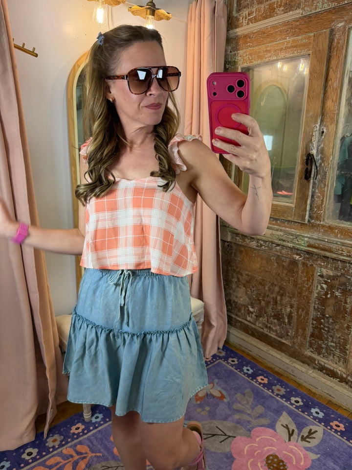Washed Away Ruffle Skirt - LT Blue