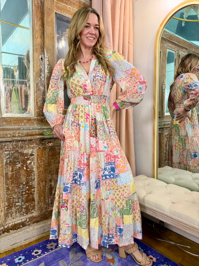 Patchwork Petals Maxi Dress