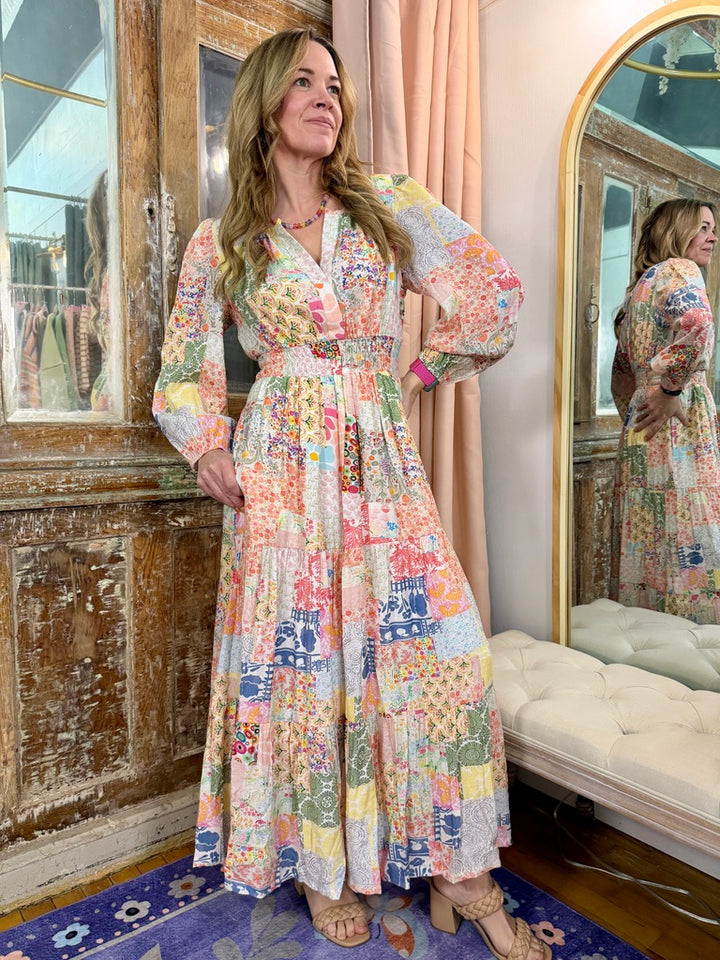 Patchwork Petals Maxi Dress
