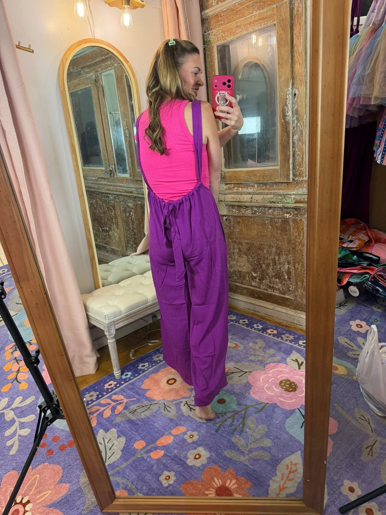 Everyday Edge Ribbed Tank  - Fuchsia