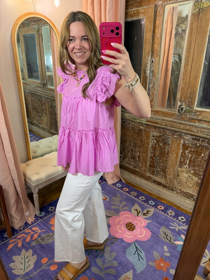 Crepe Tier Orchid Top