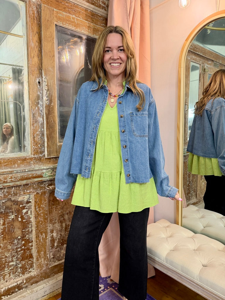 Green Apple Babydoll Top