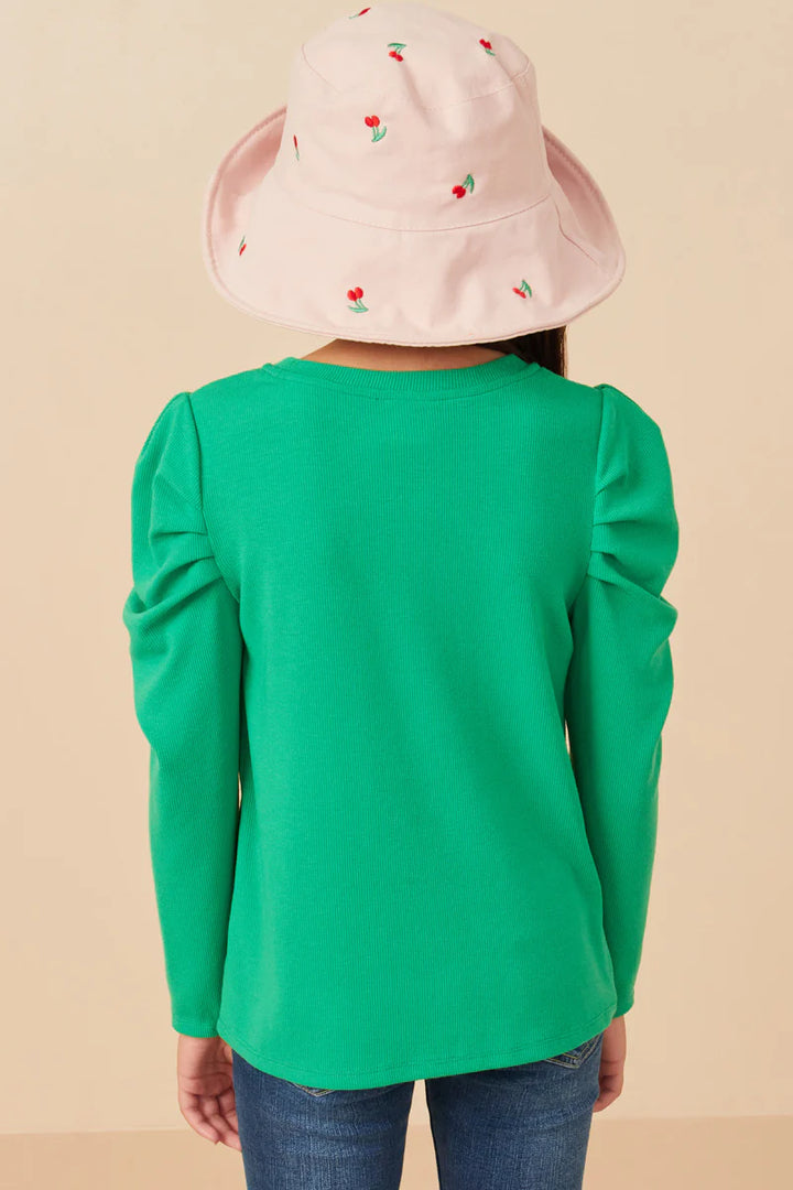 Girls Puff Shoulder Top