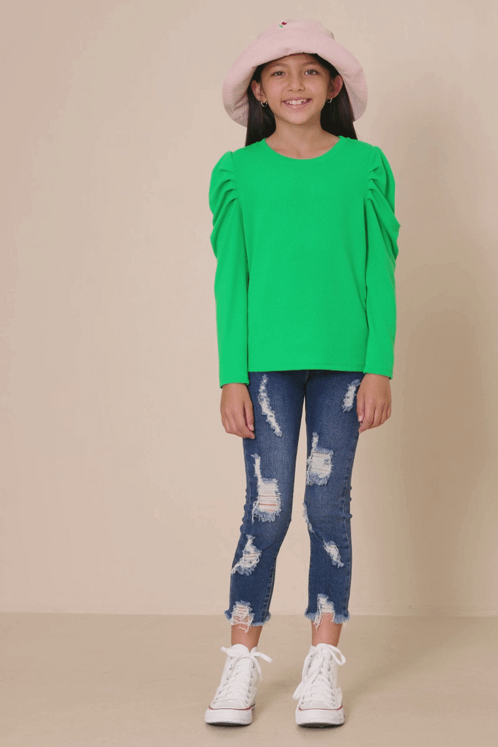 Girls Puff Shoulder Top