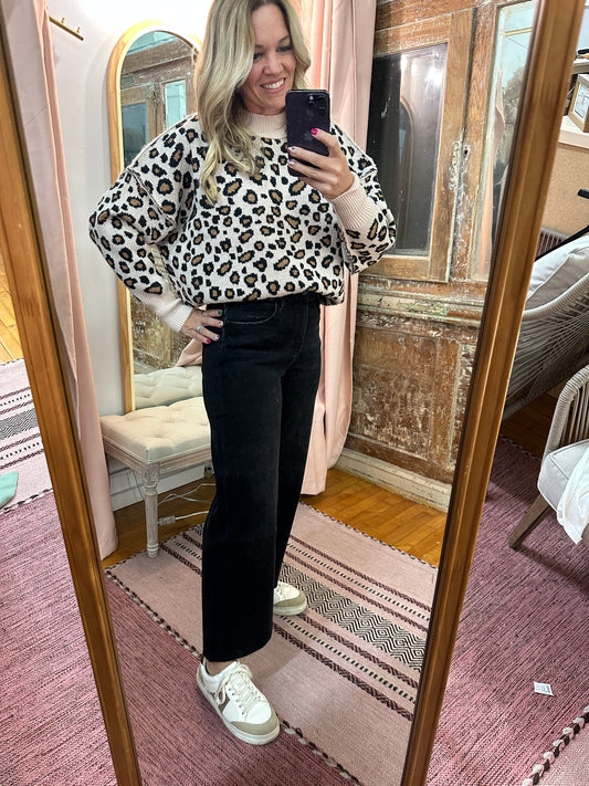 Vervet Black Crop Slim Wide Jean