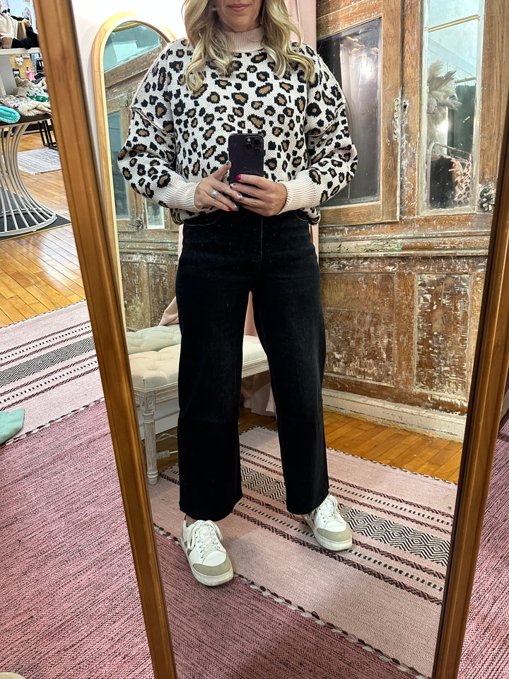 Vervet Black Crop Slim Wide Jean