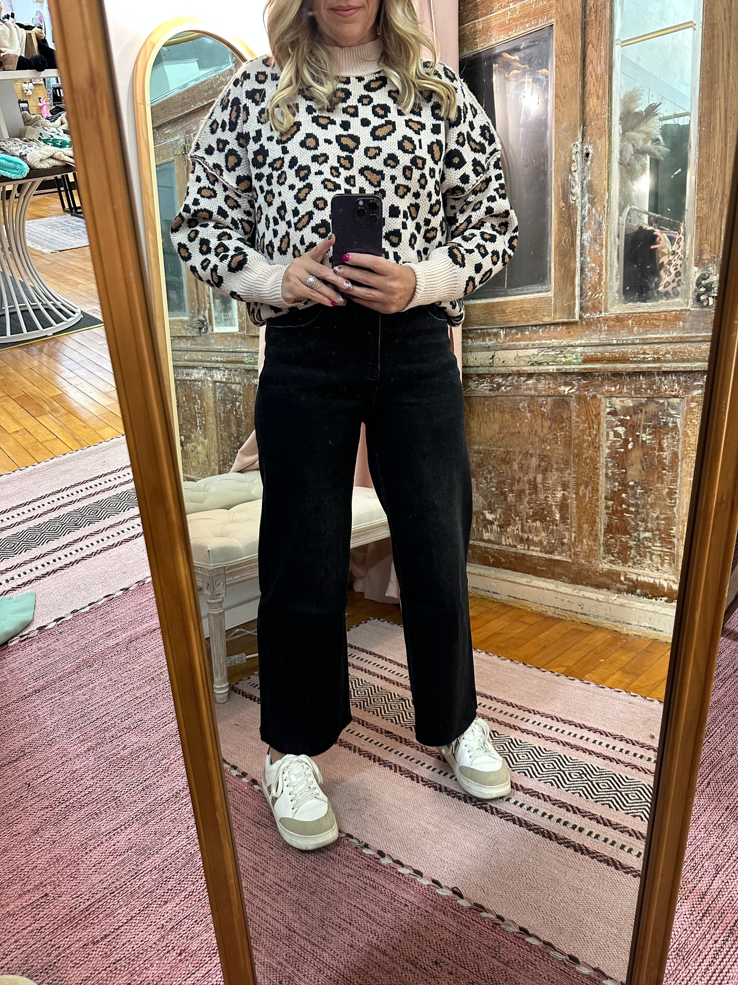 Vervet Black Crop Slim Wide Jean