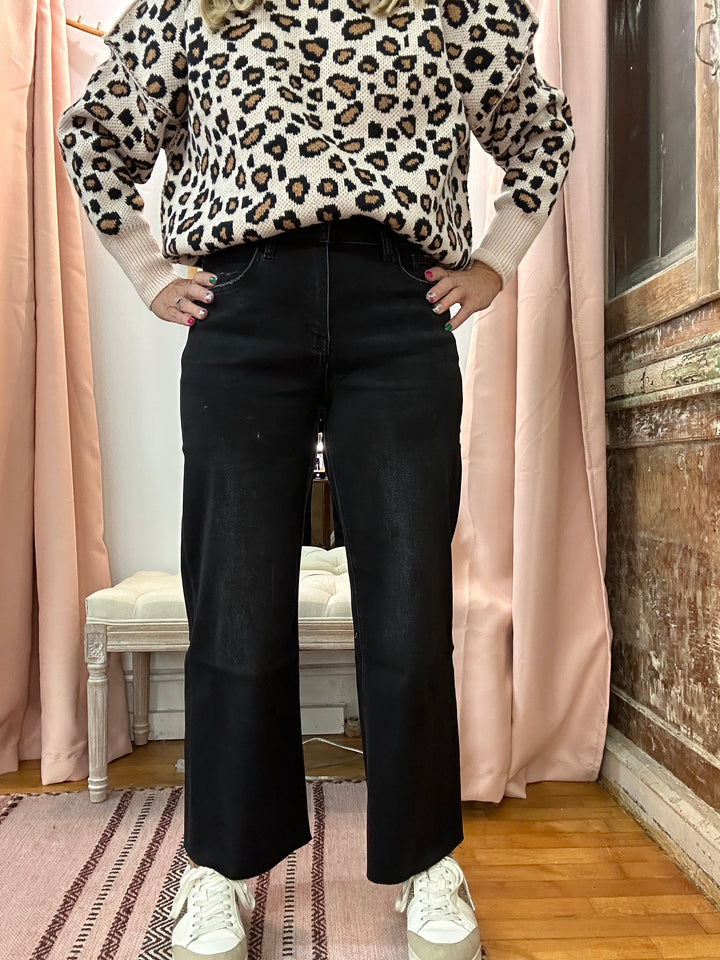 Vervet Black Crop Slim Wide Jean