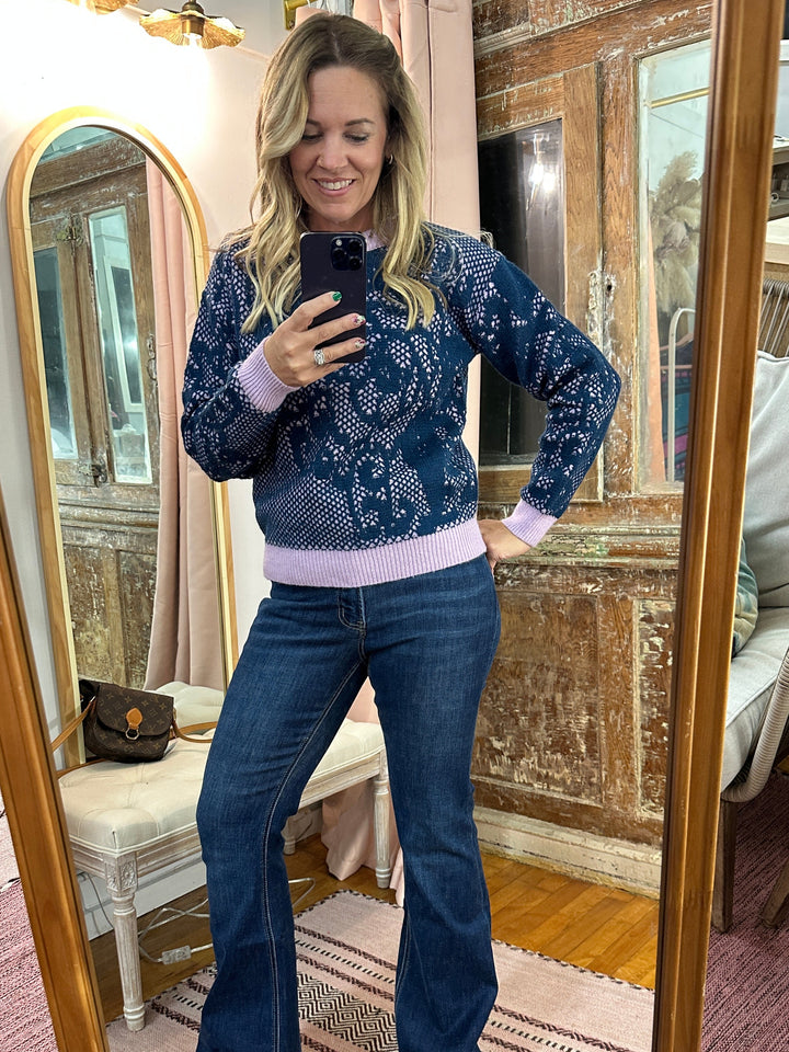 Lace Pattern Knit Sweater