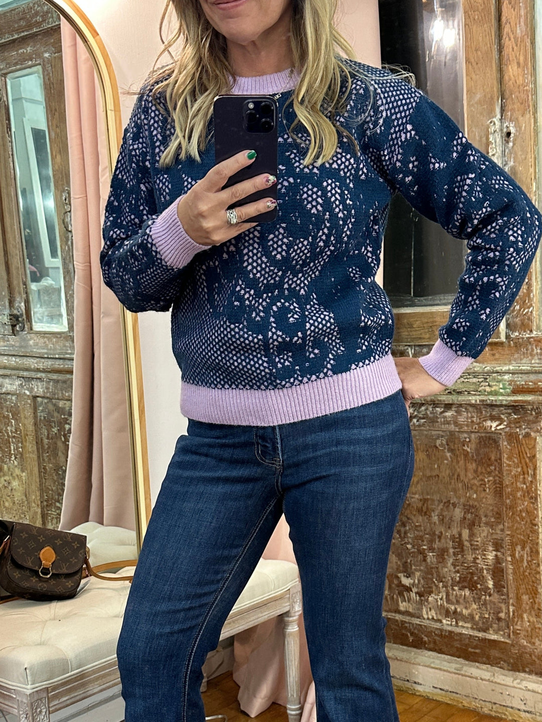 Lace Pattern Knit Sweater