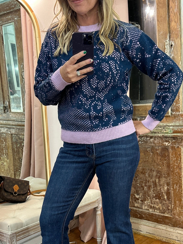 Lace Pattern Knit Sweater