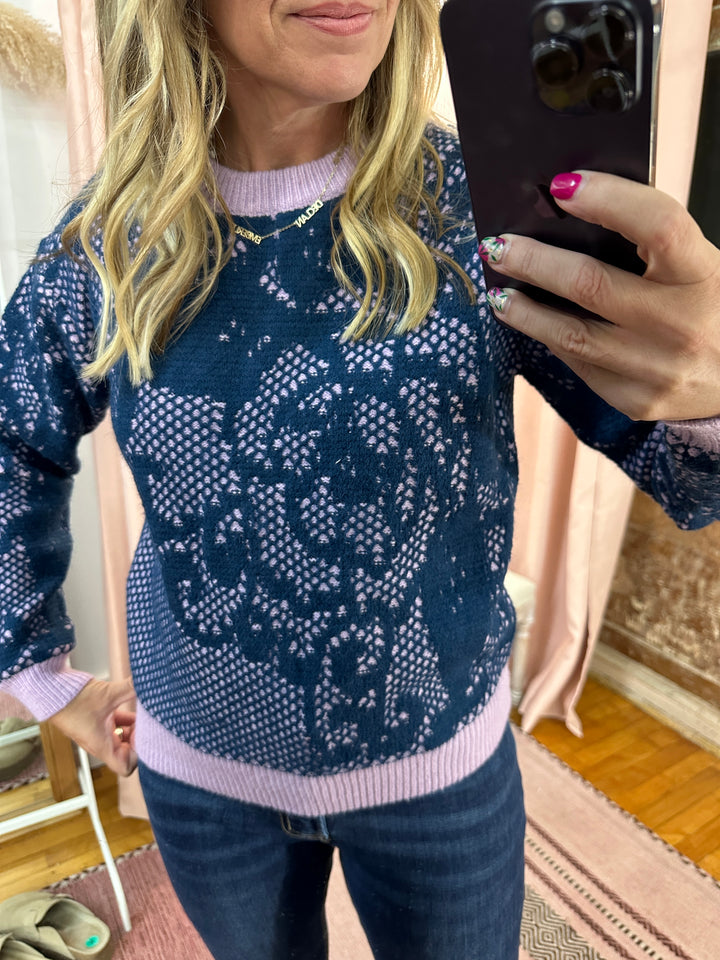 Lace Pattern Knit Sweater