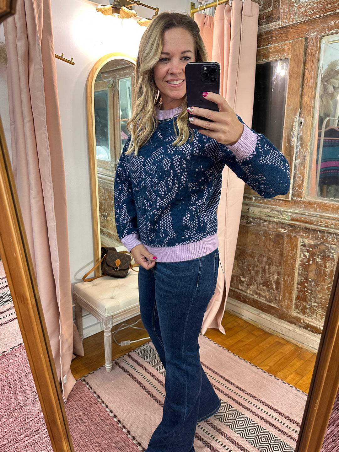 Lace Pattern Knit Sweater