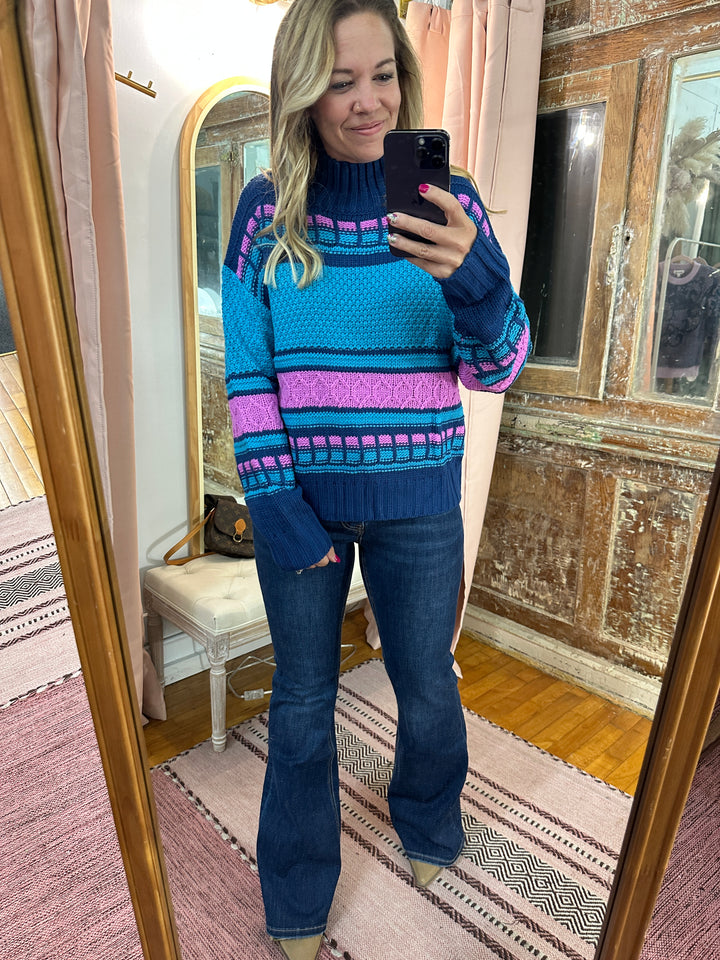 Mock Neck Cable Sweater