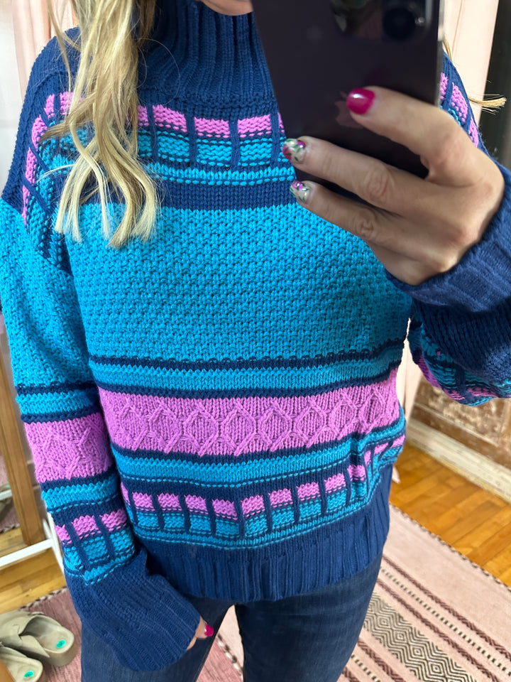 Mock Neck Cable Sweater