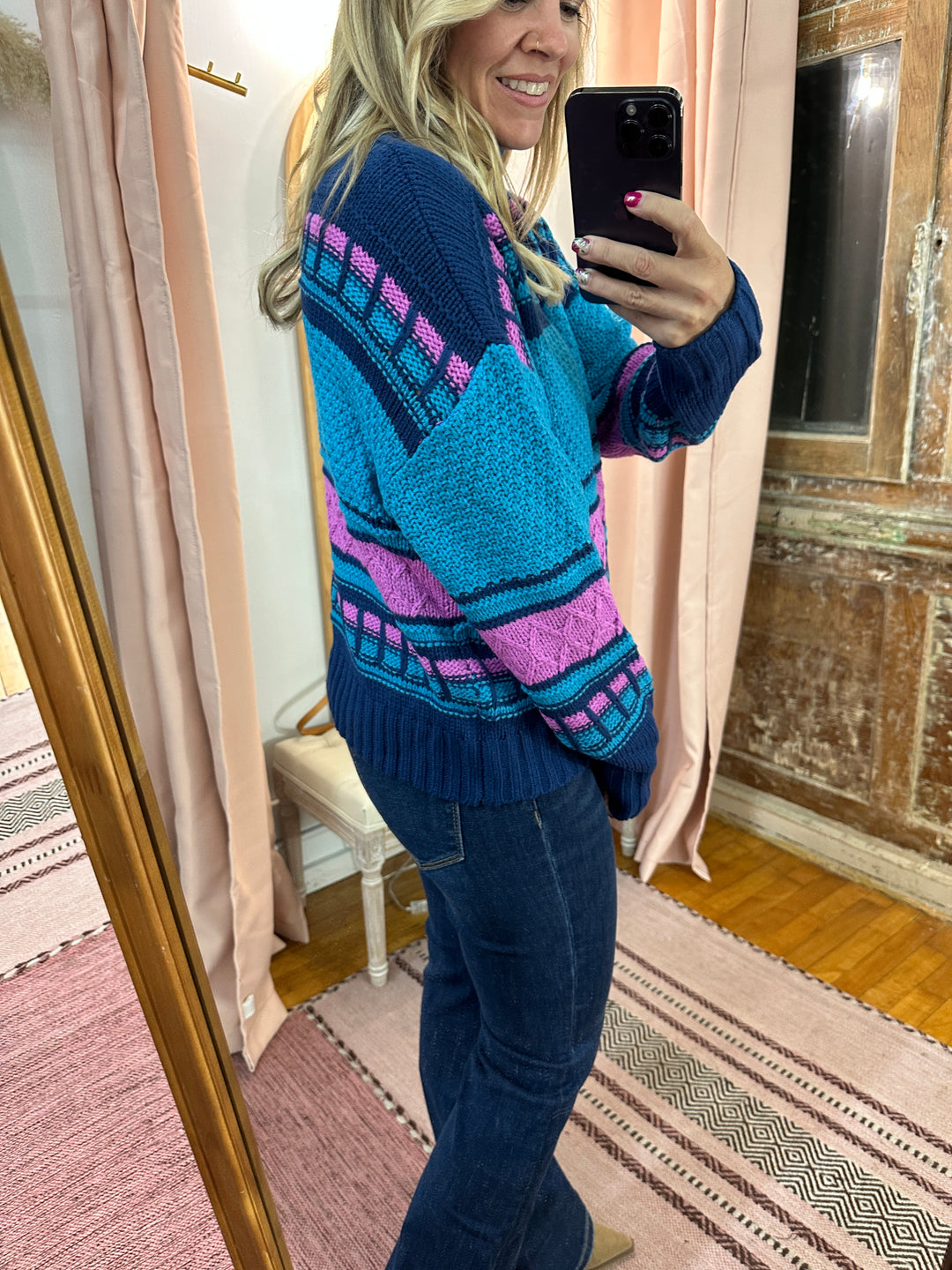 Mock Neck Cable Sweater