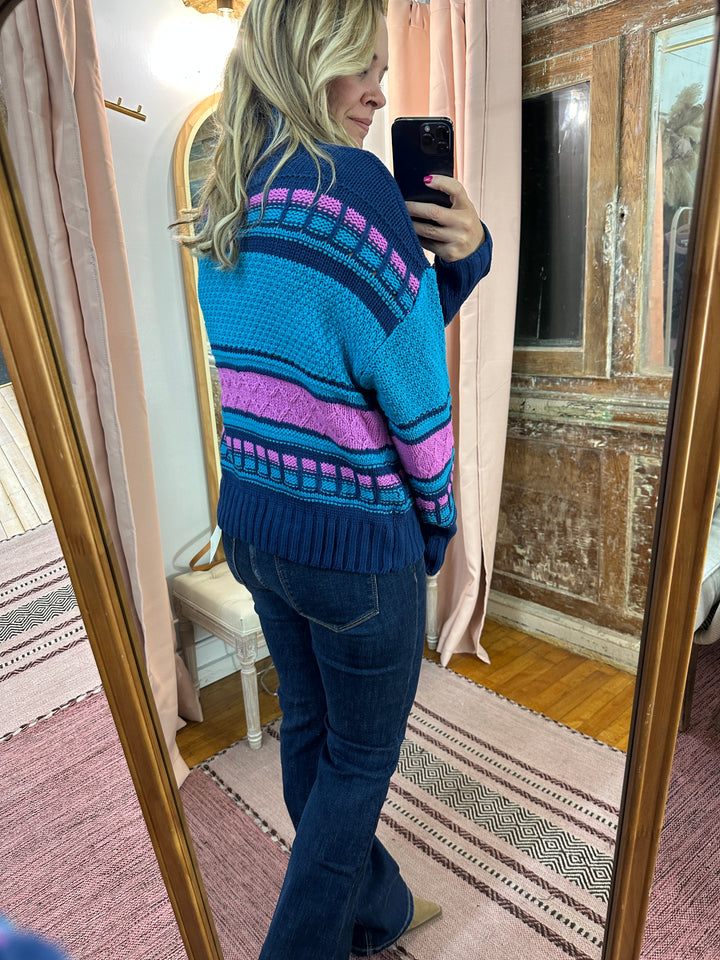 Mock Neck Cable Sweater