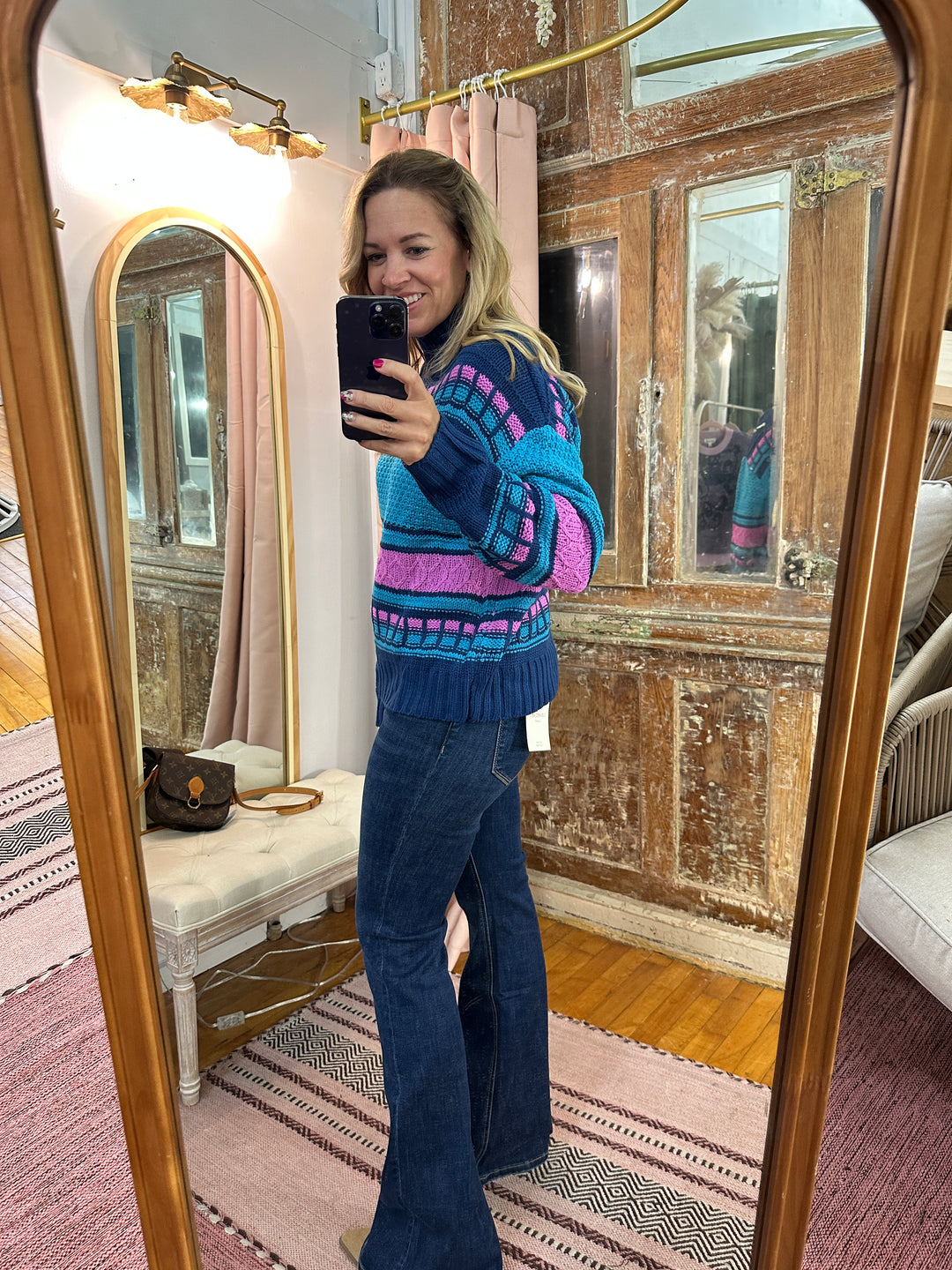 Mock Neck Cable Sweater