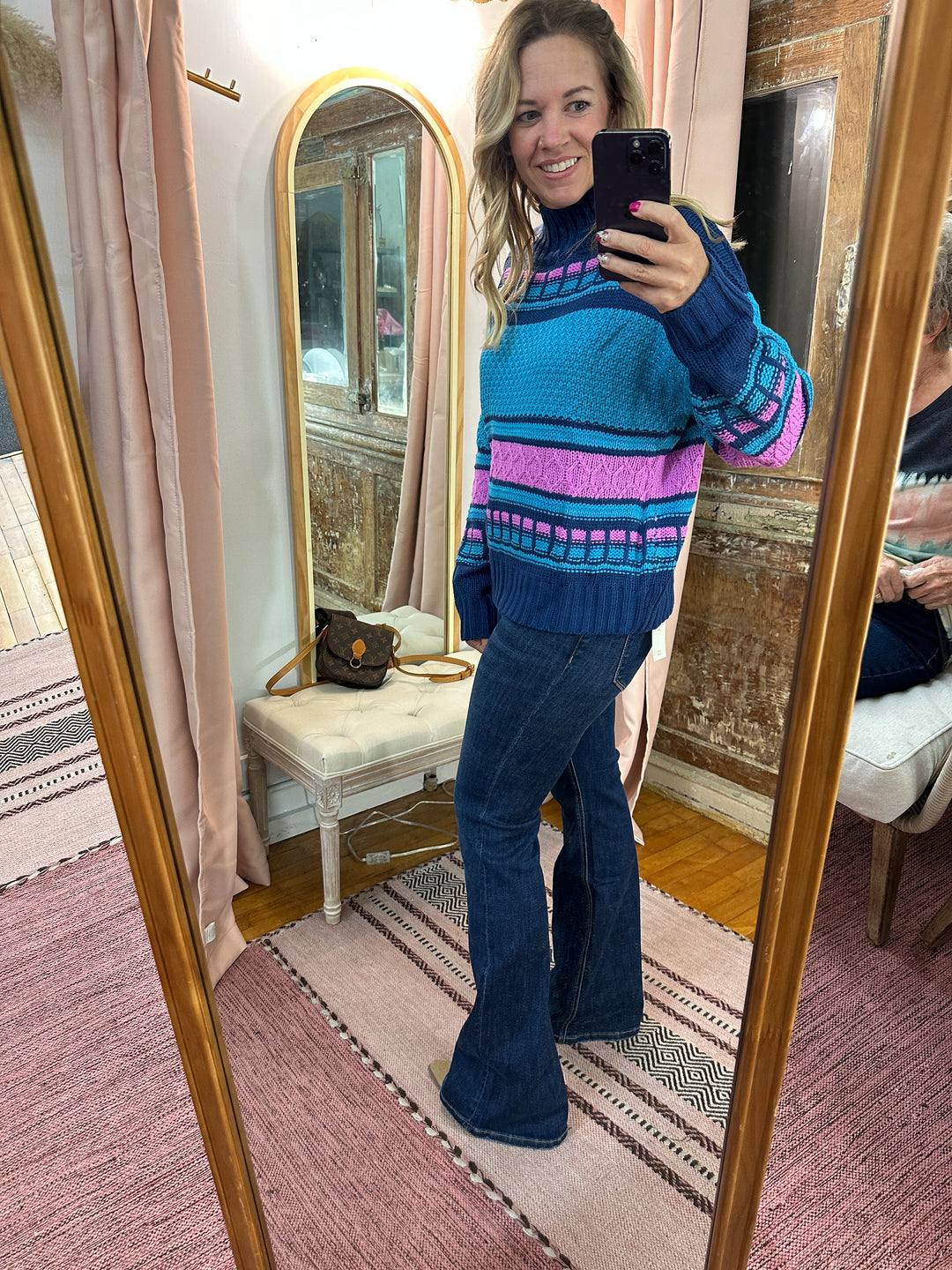 Mock Neck Cable Sweater