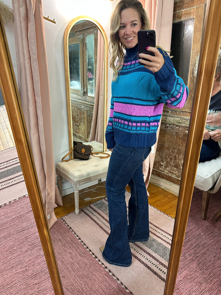 Mock Neck Cable Sweater