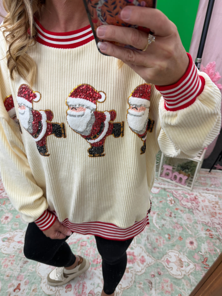 Sequins & Fur Embroidery Oversized Sweater