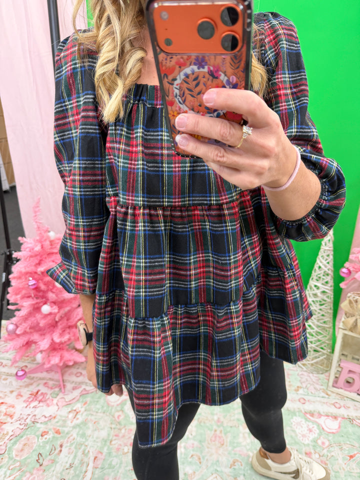 Plaid Print Woven Top