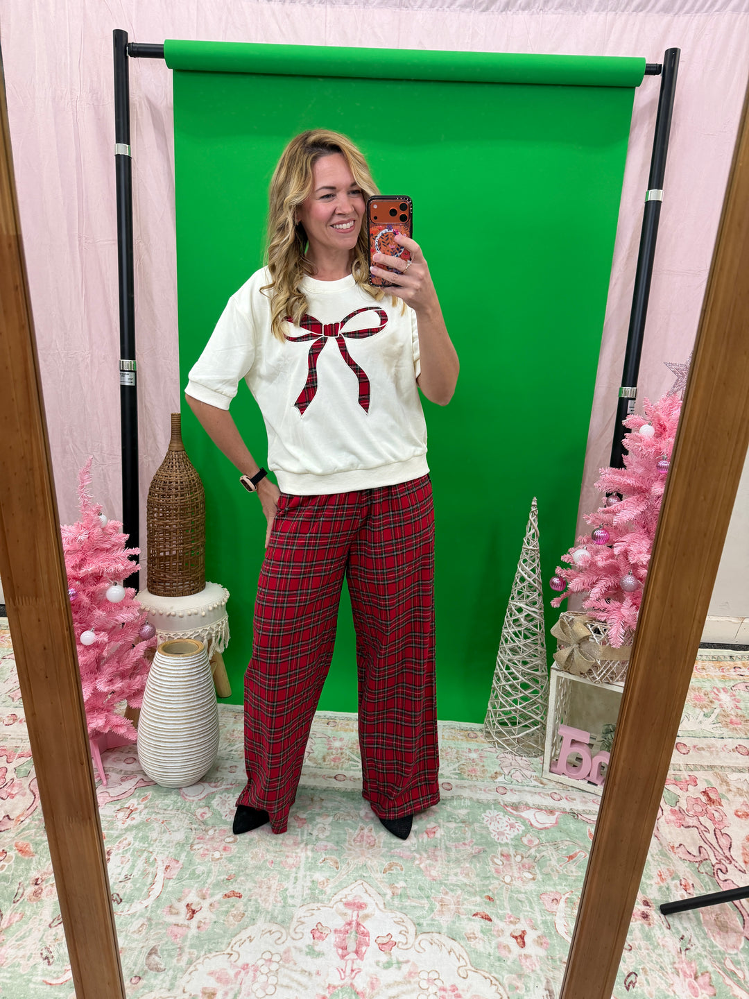 Plaid Bow Accent Top