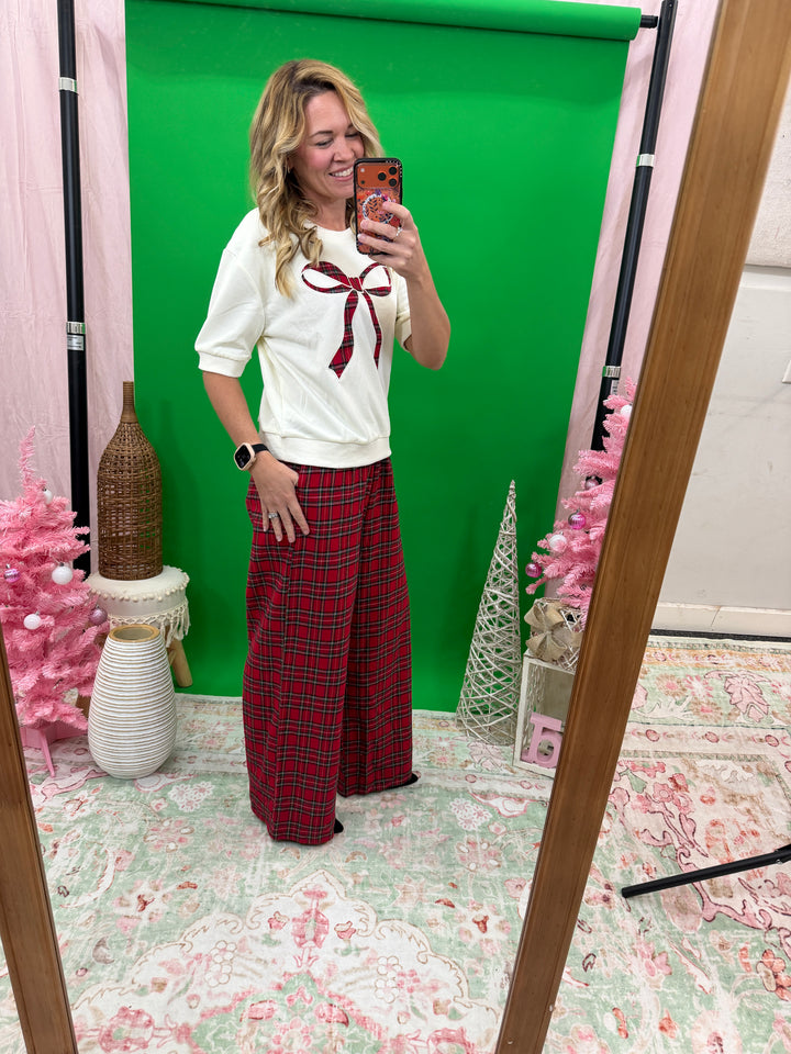 Plaid Bow Accent Top
