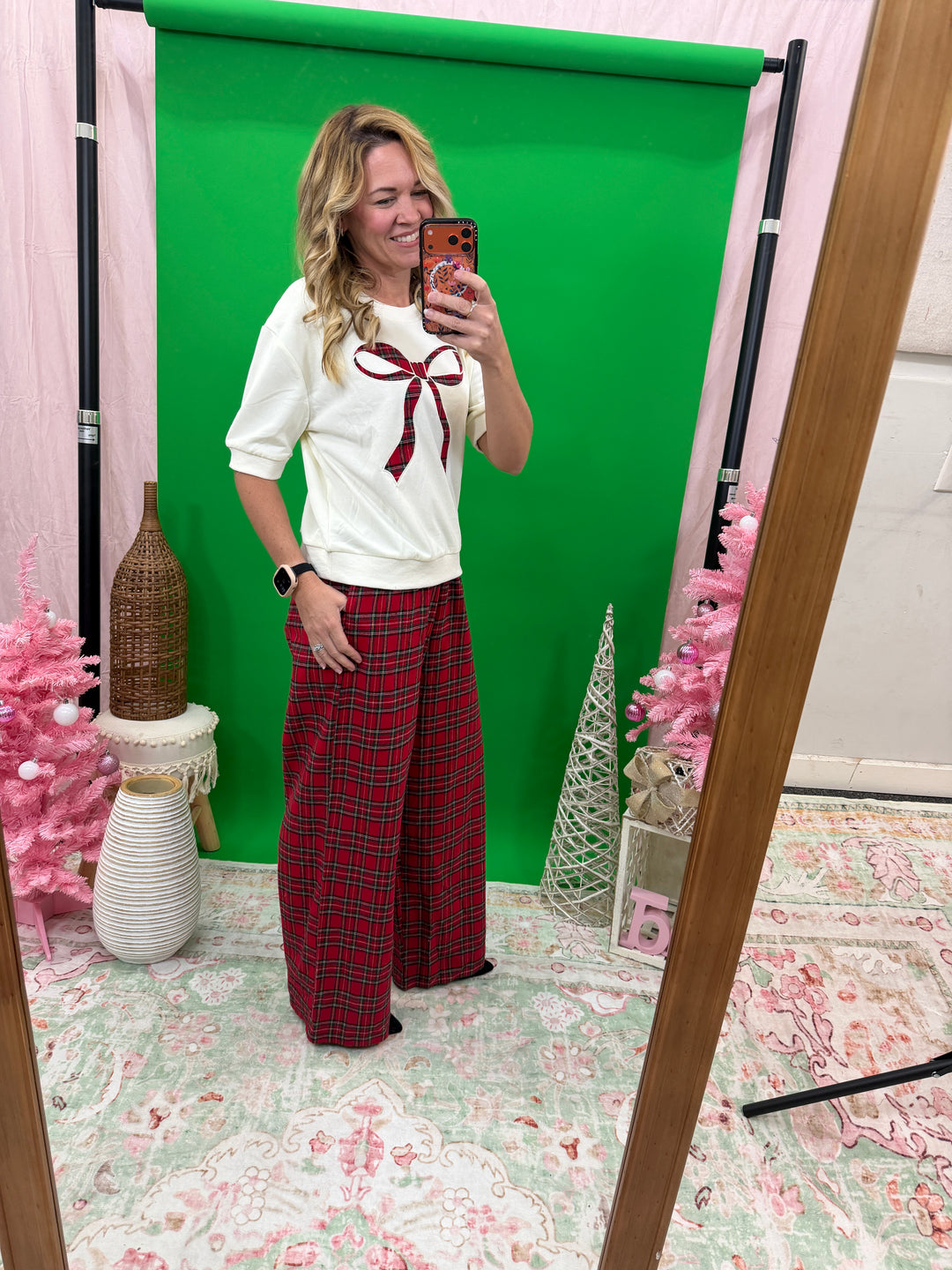 Plaid Bow Accent Top