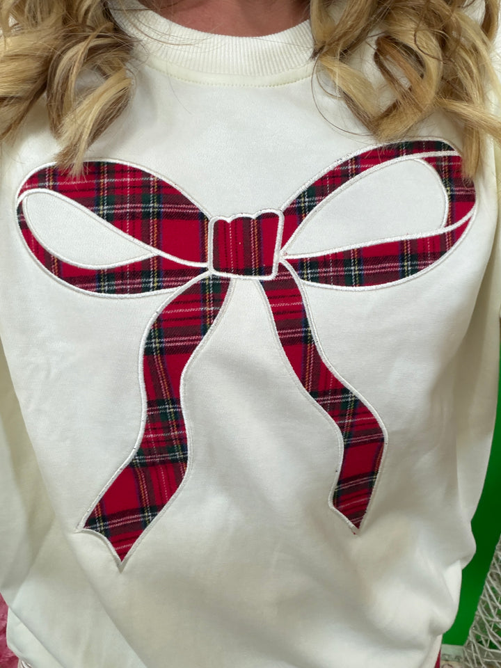 Plaid Bow Accent Top