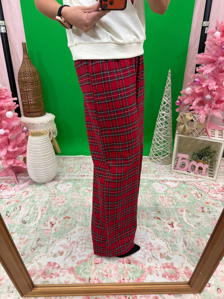 Woven Plaid Long Pants