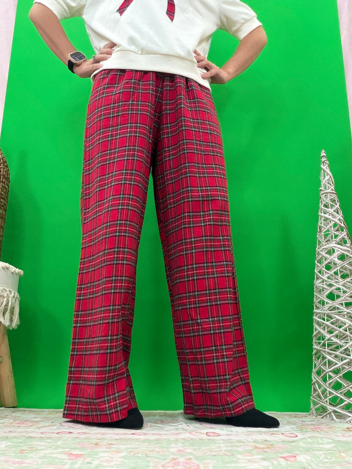 Woven Plaid Long Pants