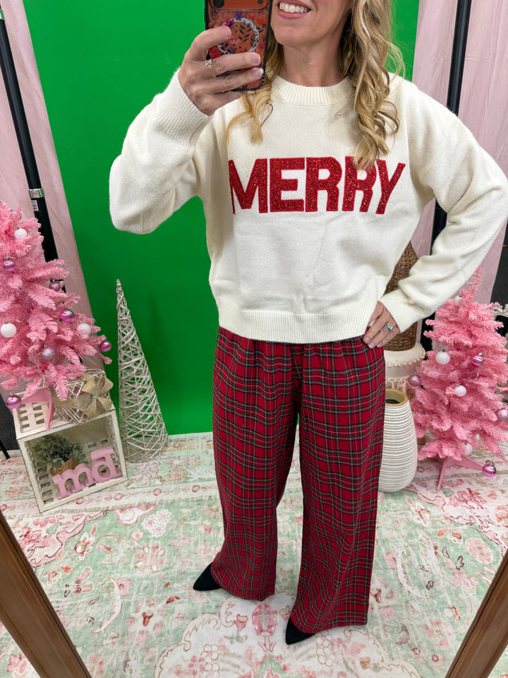 Woven Plaid Long Pants