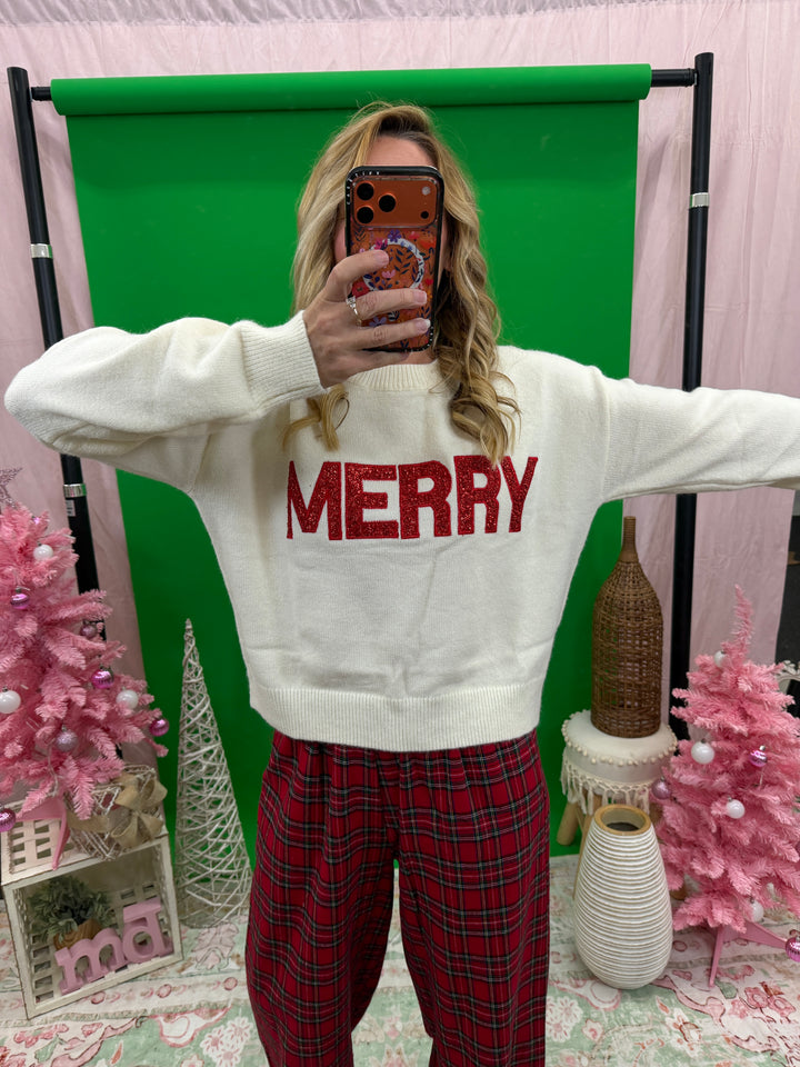 Ivory Sweater Red Merry