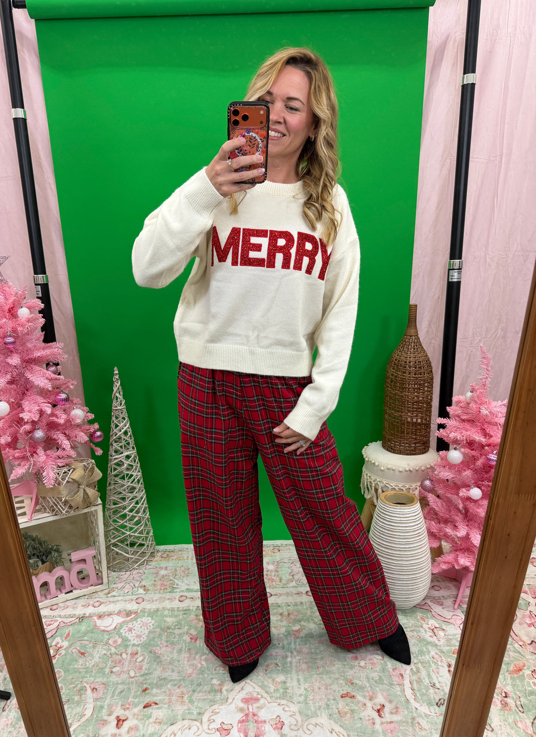 Ivory Sweater Red Merry