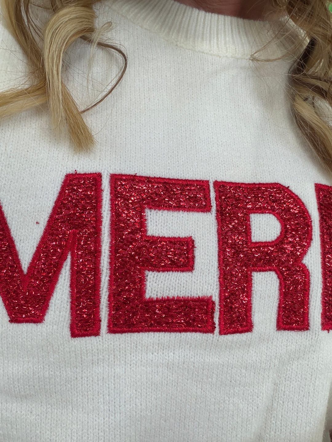 Ivory Sweater Red Merry