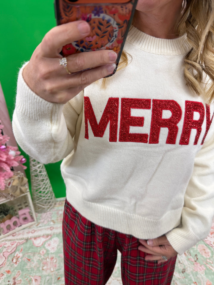 Ivory Sweater Red Merry
