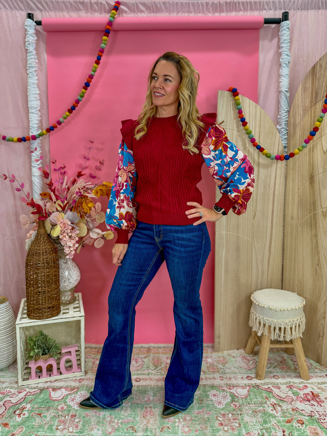 Bloom and Ruffle Knit Top